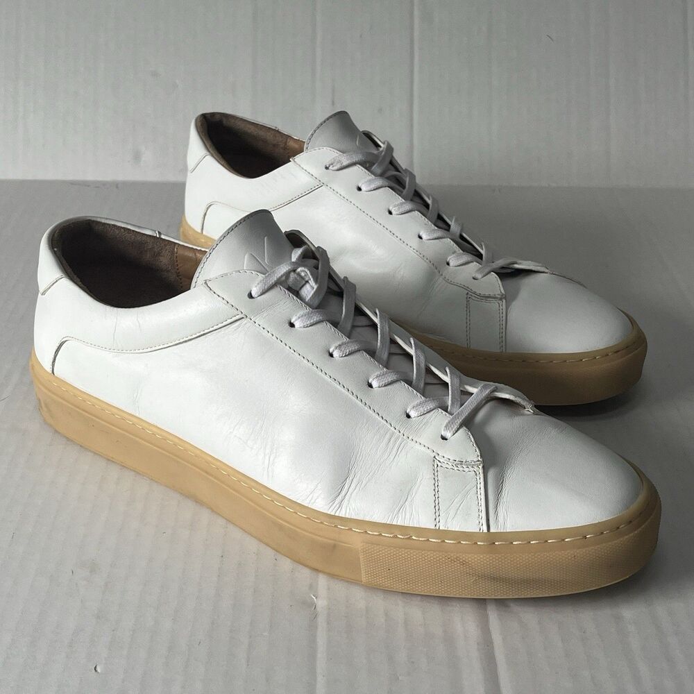 KOIO Capri Leather Sneakers White/Gum Sole Mens EU 48 US 15 Luxury Preppy Design